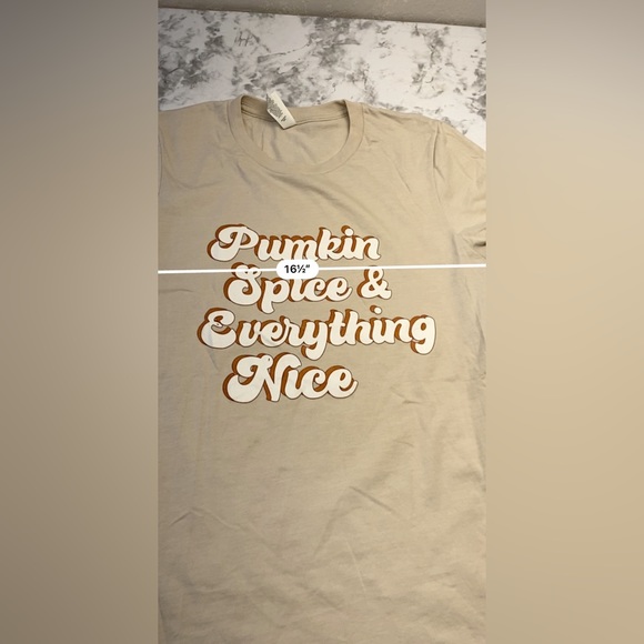 Pumpkin spice & everything nice cream lightweight casual tee shirt size small - Picture 11 of 14